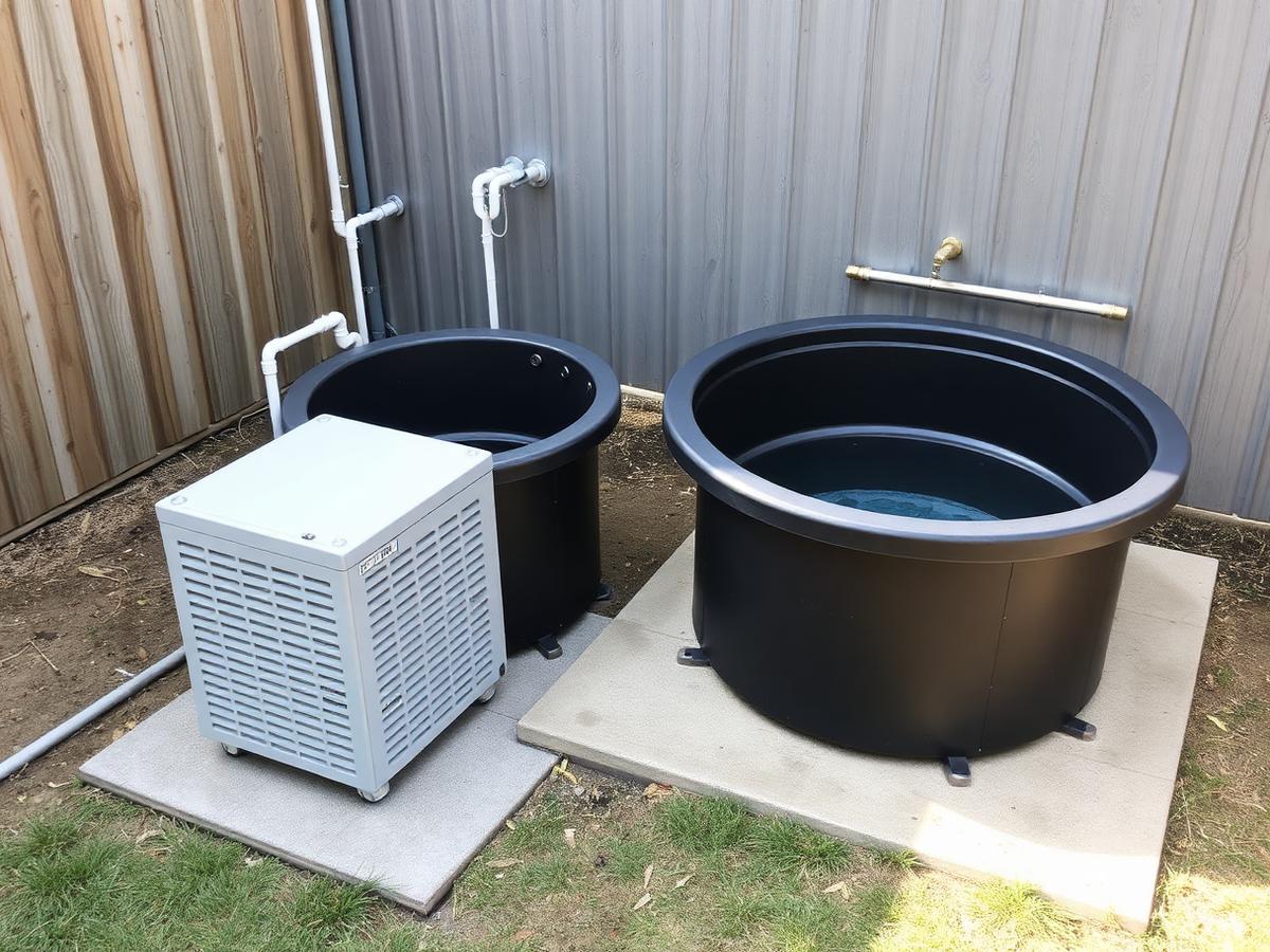 Terrigal: Obsidian Oval with 1HP chiller, outdoor on a concrete pad.